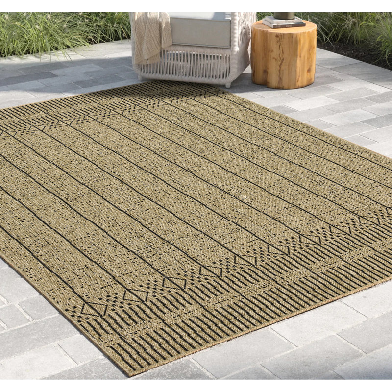 Jute/black Area Rug For High Traffic Areas - 2 Ft. 7 In. X 3 , Stain Natural+black Indoor/outdoor 2.7 7.3 , Flatweave