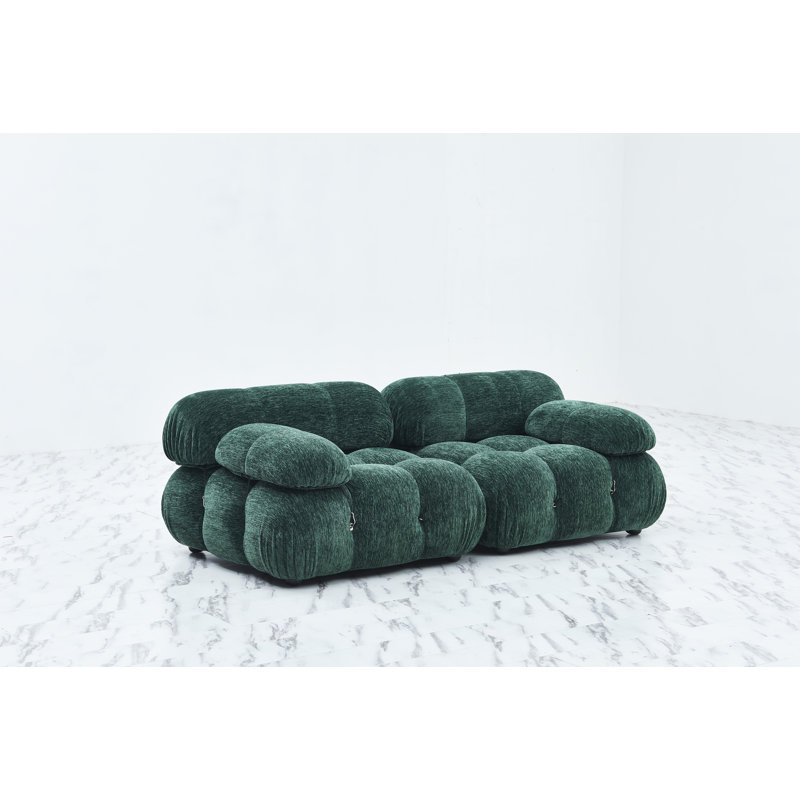 Leeven Upholstered 76'' Loveseat, Green Chenille, 26.7" H x 76" W x 38" D
