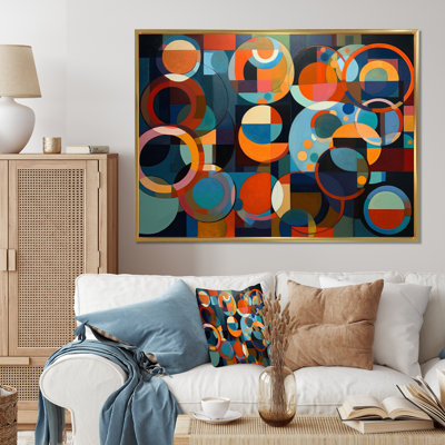 Impression sur toile encadrée "Orange Blue Geometrie Unleashed I - Abstract Shapes"