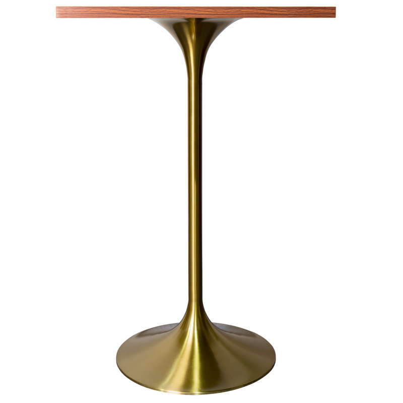 Travis 24" Square Bar Height Table With MDF Top And Stainless Steel Pedestal Base - Dining Table For Modern Home And Kitchen