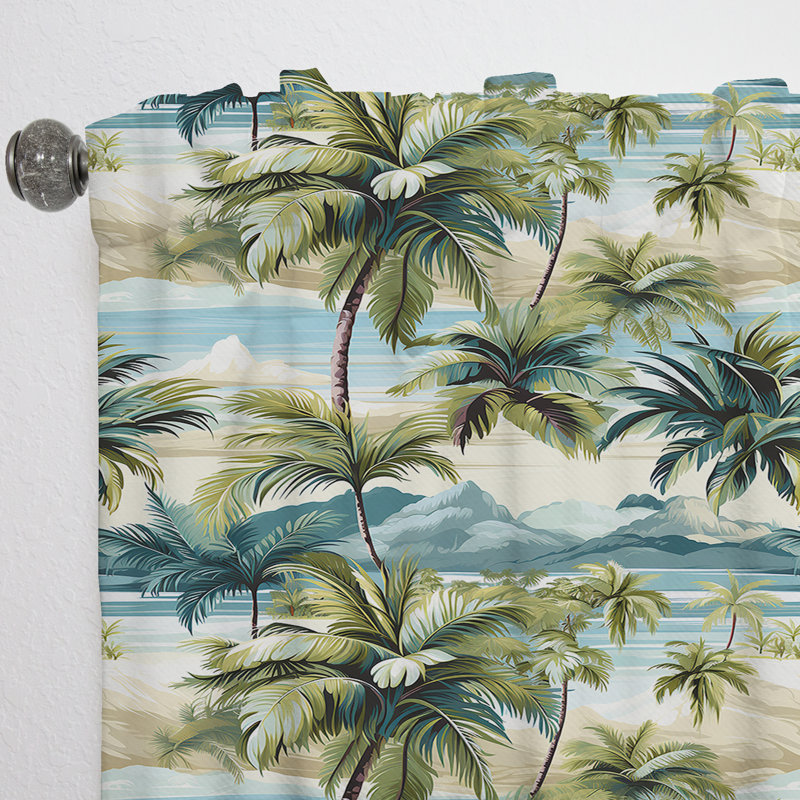 Palmier à motif tropical II - Rideau floral - Rideau floral obscurcissant - 1 panneau, L 52 po x L 63 po