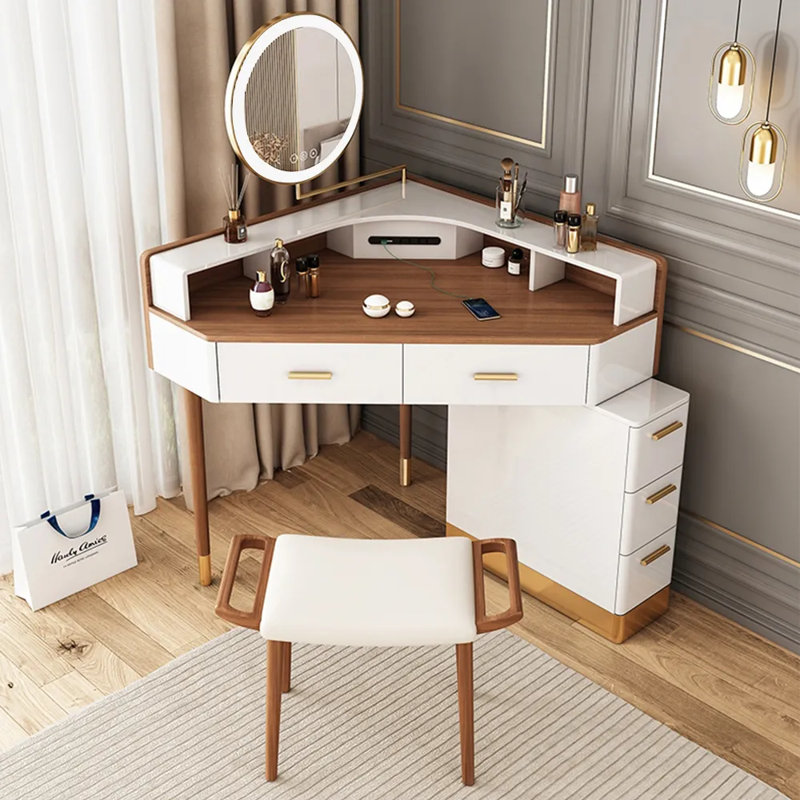 Coiffeuse de coin moderne avec miroir à DEL Berrydale