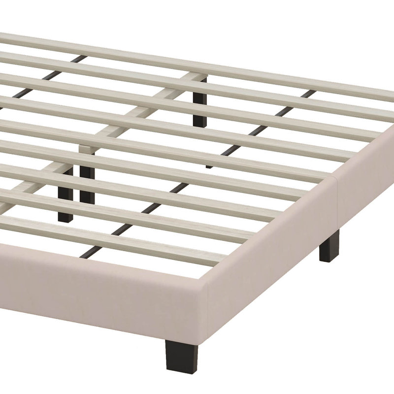 Lit à panneau tapissier Nikula, Beige, Grand