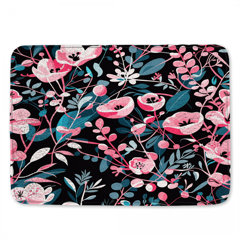 Tapis de bain floral Boho, 34 po L x 21 po L