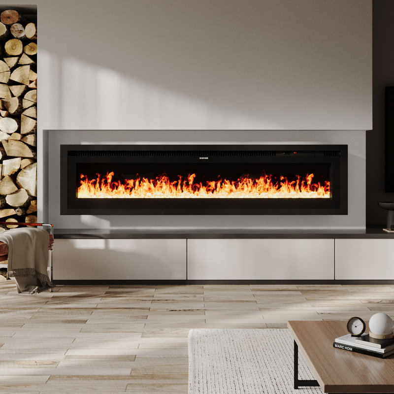 Symple Stuff Black Electric Fireplace with 5120 BTU, 45cm H x 152.4cm W x 14cm D