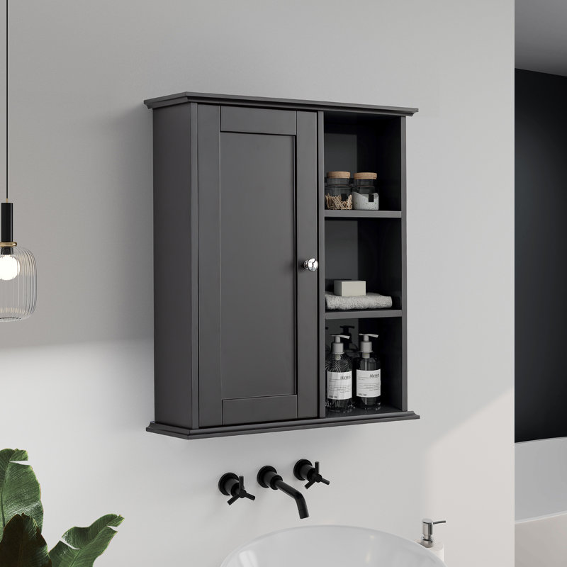 Rangement mural pour salle de bain au-dessus de la toilette Dayonte, Noir