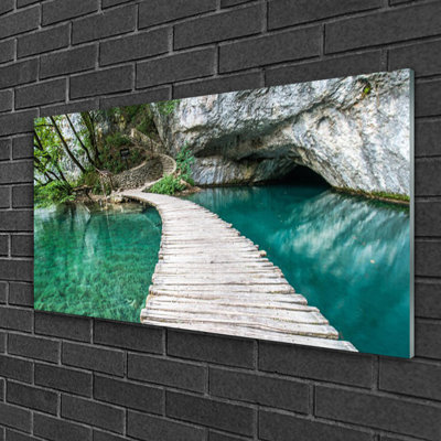 Architecture Bridge Lake 1 Piece Wall Art on Glass