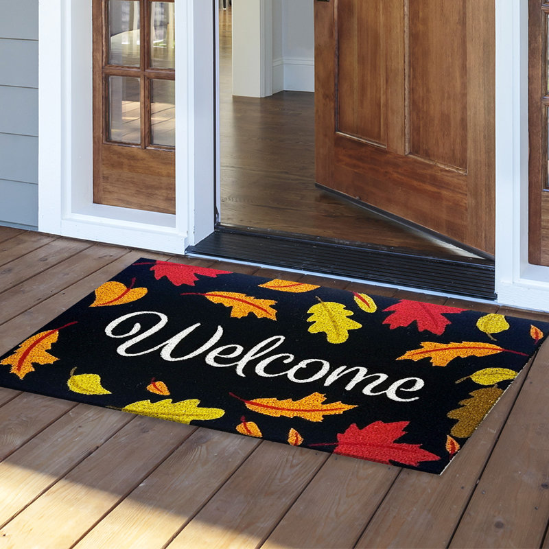 Welcome Leaves Medium Coir Doormat