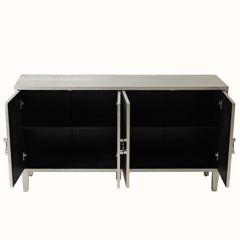 Console de rangement avec 4 portes et tablettes intérieures réglables, Champagne