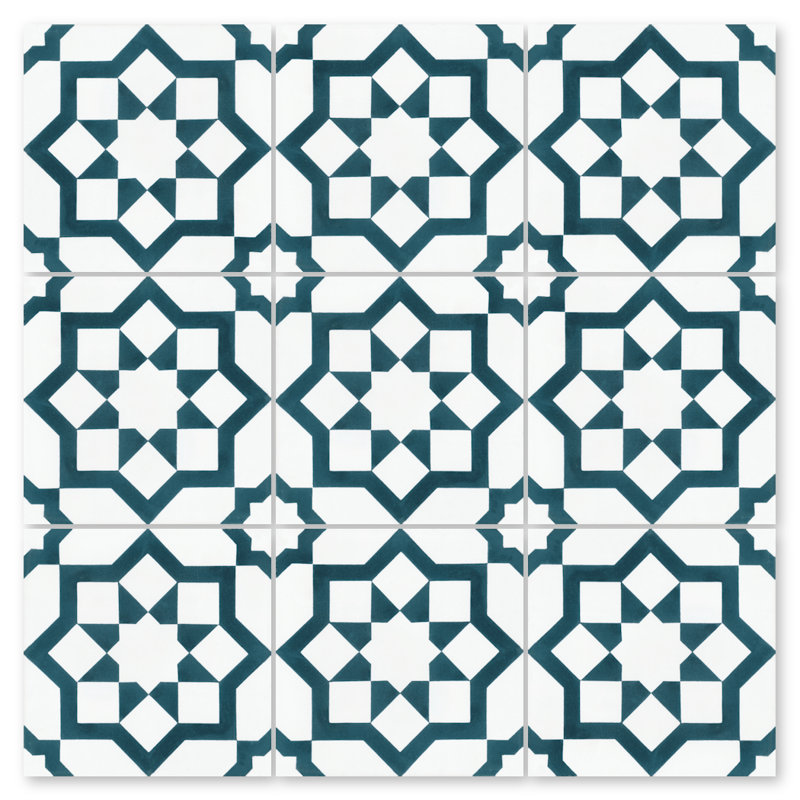 8" x 8" Straight Edge Cement Patterned Wall & Floor Tile