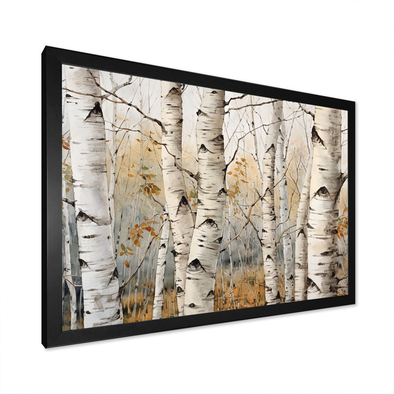 «Beige Silver Birch Tree Beauty III - Tree Birch», reproduction sur toile, Cadre simple noir, H 30 po x l 40 po x P 1,5 po