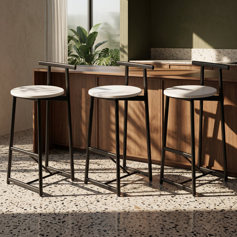 Ensemble de 3 tabourets de bar en bois aggloméré moderne YIQiumI l 13,78 po x P 15,55 po x H 34,25 po