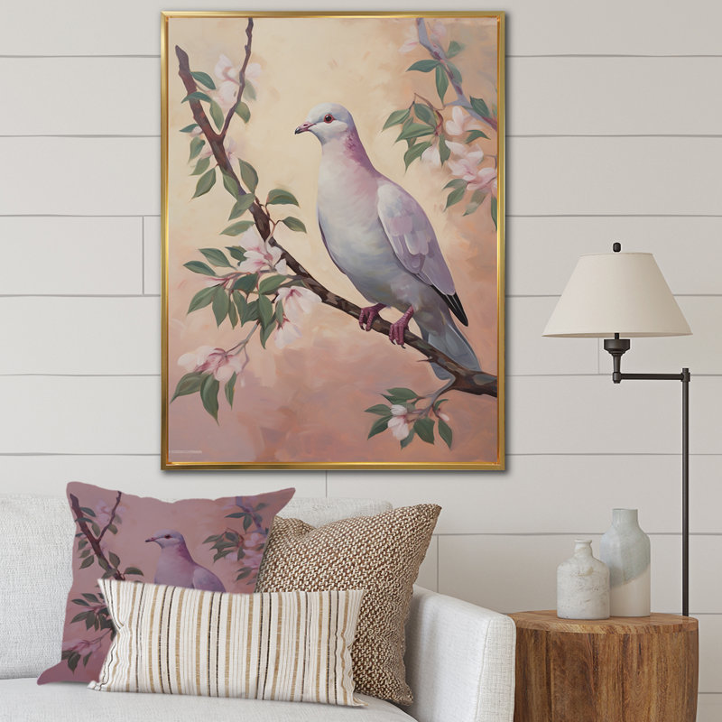 Impression sur toile Dove, Cadre flottant doré, H 40 po x l 30 po x P 1,5 po
