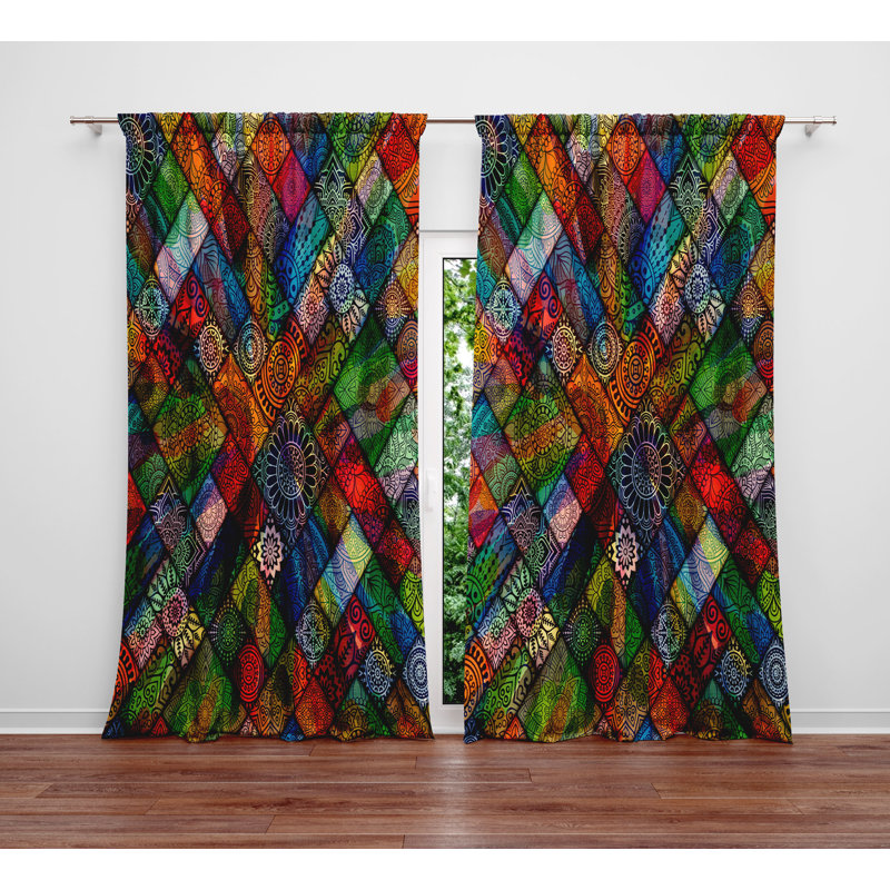 Panneaux de rideaux géométriques à motif mandala Gypsy, L 56 po x L 78 po