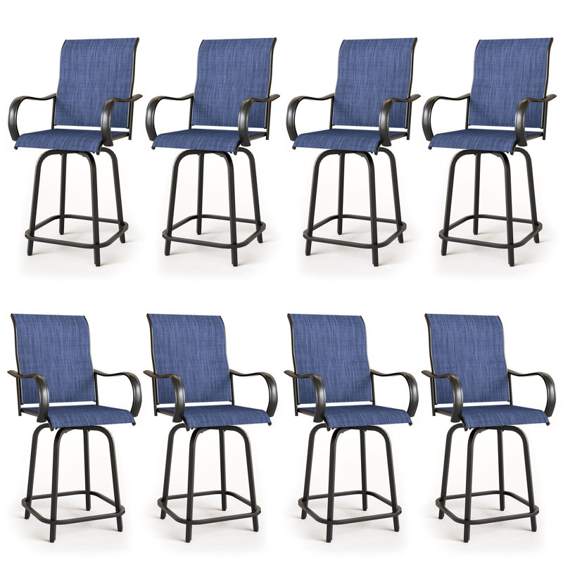 Tabourets de bar pivotants en polyester toutes saisons revêtus de PVC, 8, Bleu
