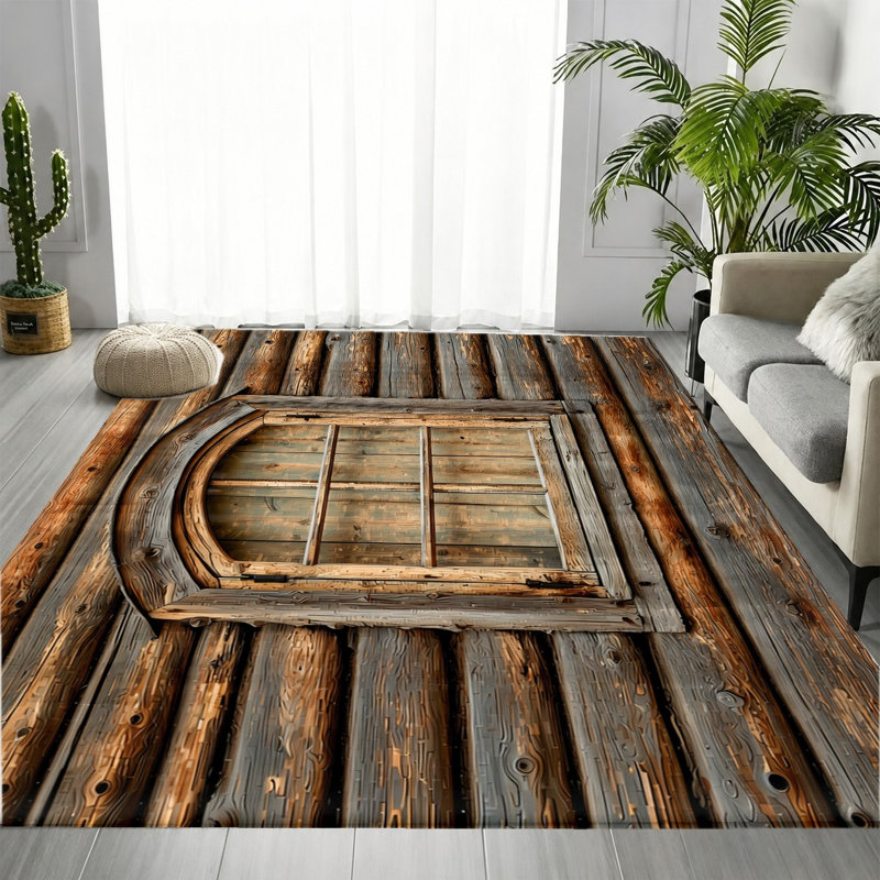 Tapis de chalet rustique en bois Vintage, Rectangle 5 pi 3 po x 3 pi 3 po (160 x 100 cm)