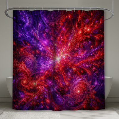 Rideaux de douche rouge mauve très fractal