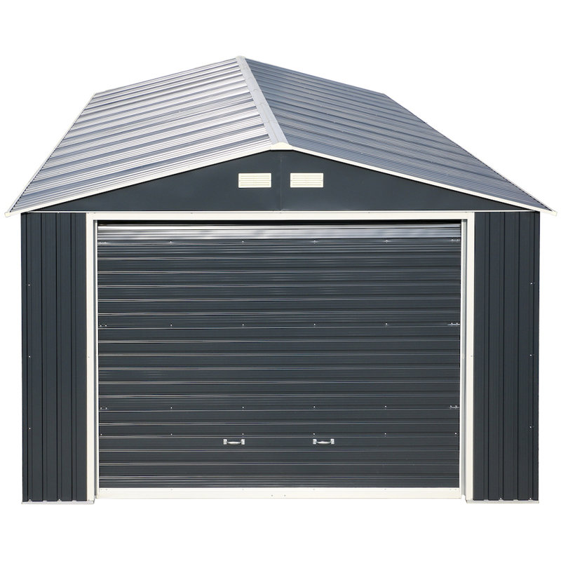 Duramax Dark Gray 12' x 26' Metal Garage with White Trim