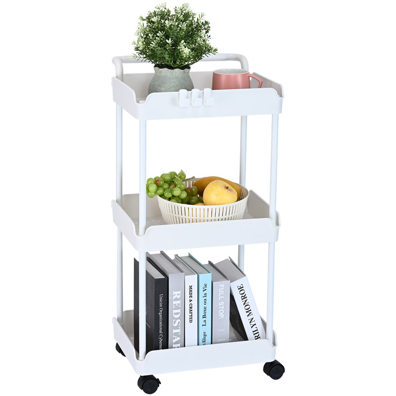 29.96'' H x 14.57'' W Utility Cart with Wheels, White