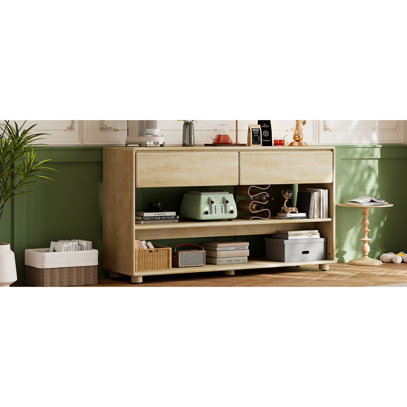Table d'entrée avec rangement, console en bois naturel délavé et moderne, idéale pour les couloirs, Bois naturel délavé