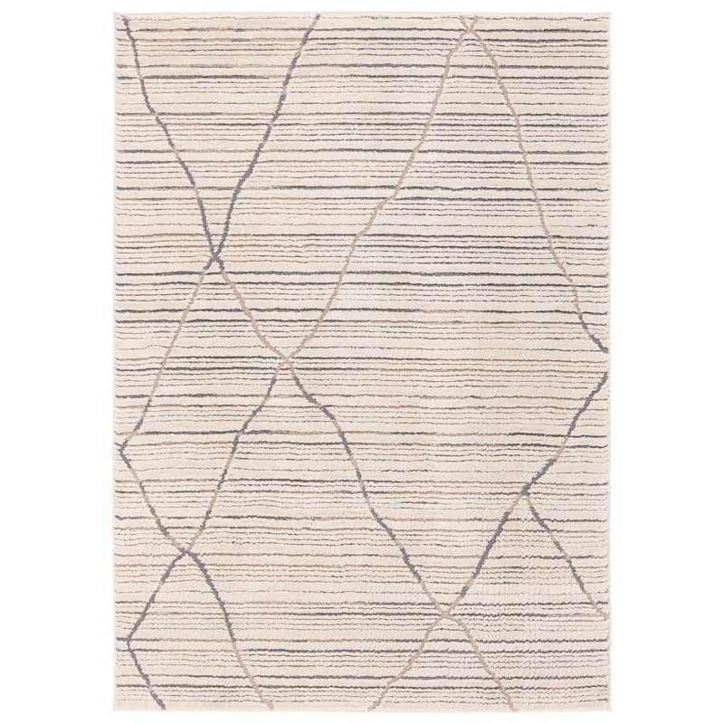 Cozy Moroccan-Inspired 5' x 7' Gray Trellis Shag Rug