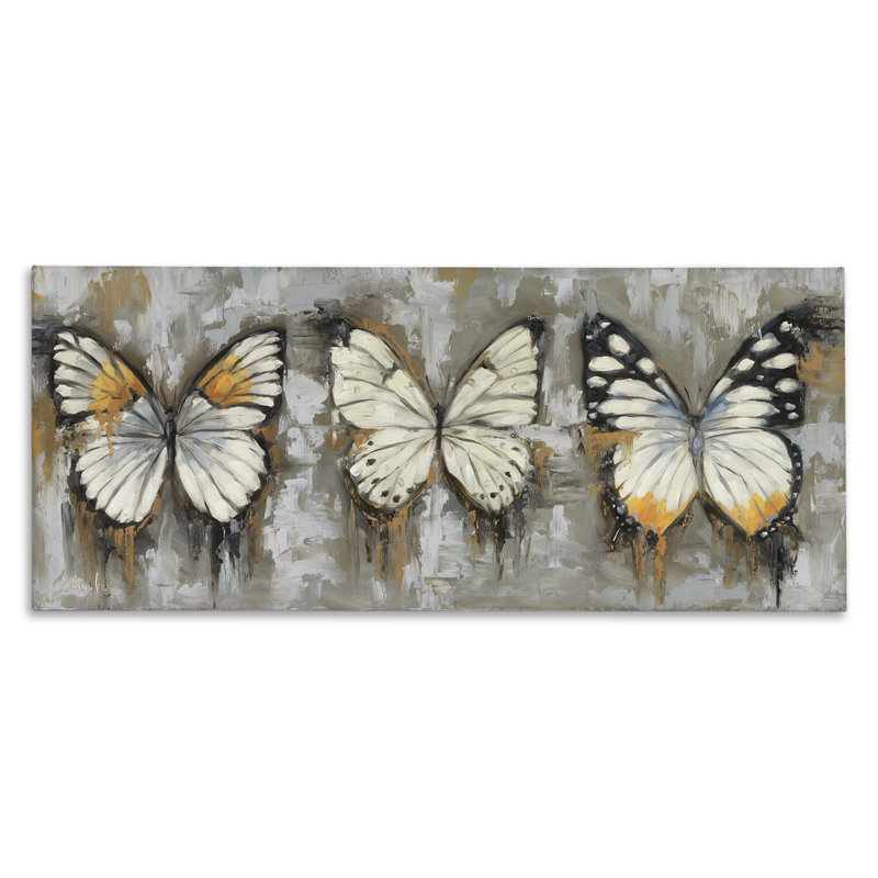 Art mural sur toile stylisé, "Modern Butterflies" par Sara G. Designs, H 24 po x l 10 po