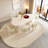 Oval Ivory White Solid Wood Dining Table-1219299639