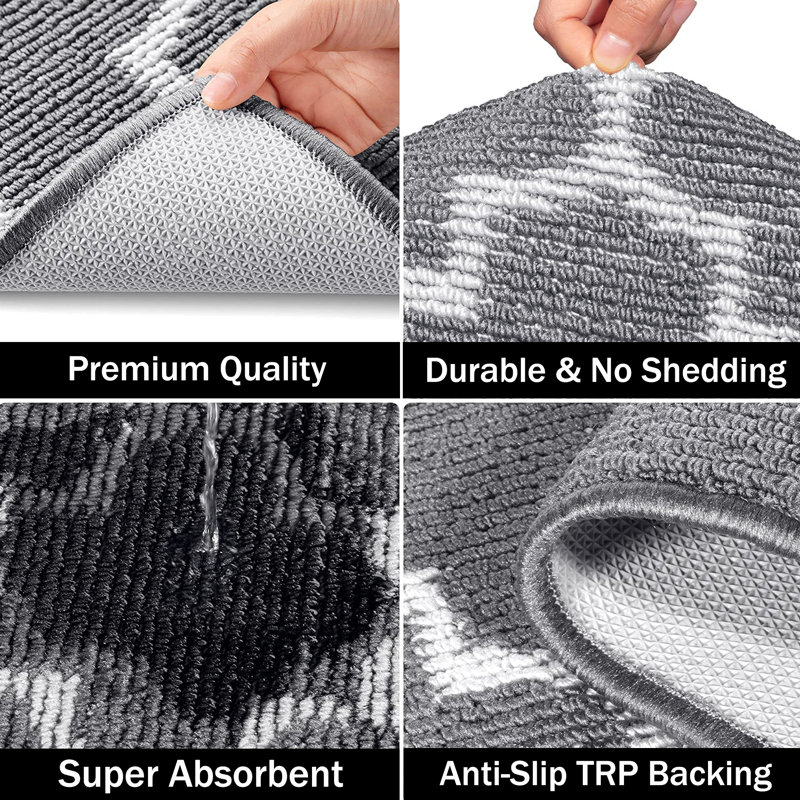 Paillasson antidérapant pour l'intérieur et l'extérieur, Gris, L 32 po x L 48 po