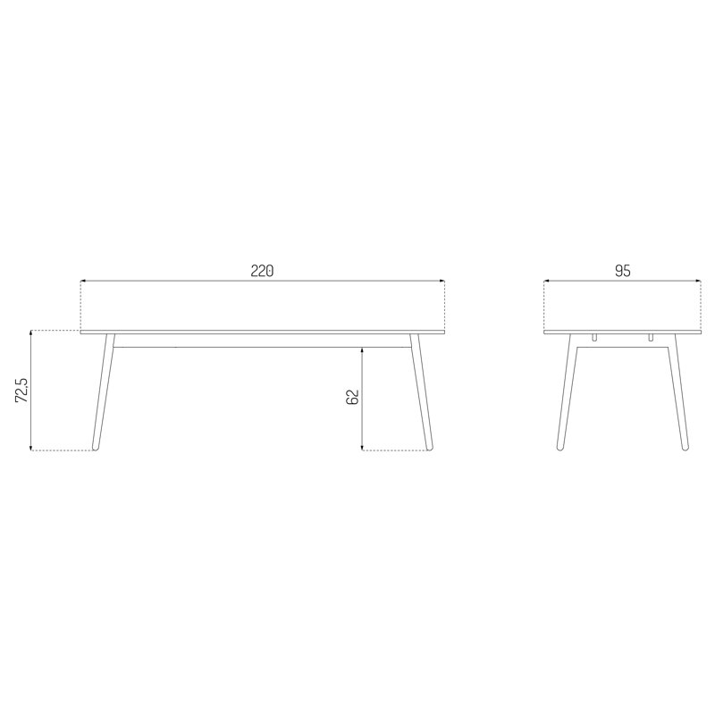 C35A Dining Table, Black, 28.5”H x 86.6”L x 37.4”W