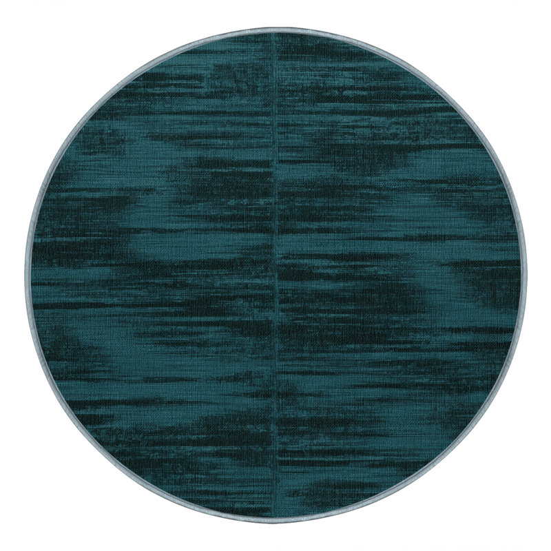 Tapis bleu abstrait lavable à la machine, Rond 5 pi