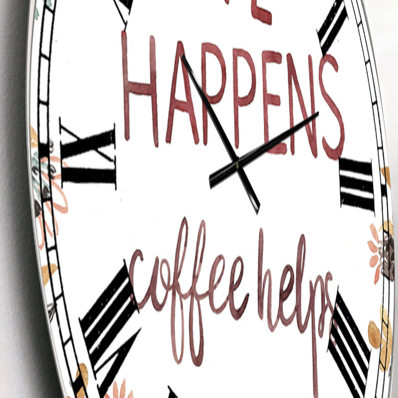 Life Happens Coffee Helps - Horloge murale surdimensionnée, Petit