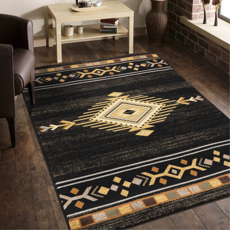 Area Rug In Black, 7 Ft. 10 In. X 3 In., Polypropylene, Stain , For Pool Houses 7'10" 10'3" Black Carpet Rug, Garages