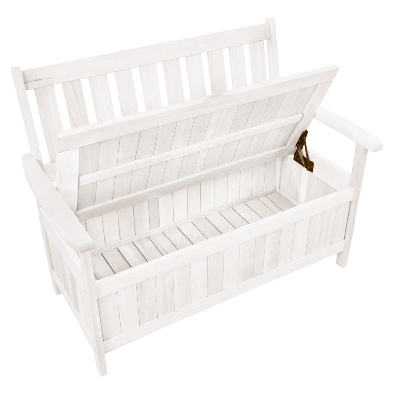 Banc de rangement en bois Gwenda, Blanc