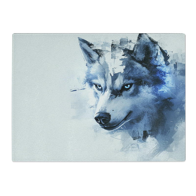 Husky Dog Composition  Glass Chopping Board