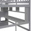 Lit mezzanine double avec bureau, tablettes de rangement et escalier, gris, lit