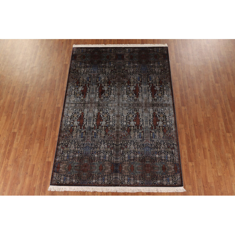 Tapis floral bleu marine 6 x 9