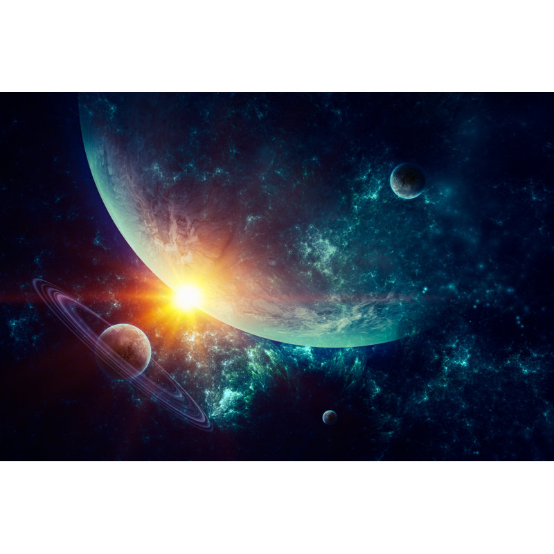 3d Rendered Galaxy Abstract Space by Cemagraphics - Wrapped Canvas Print, 81cm H x 122cm W