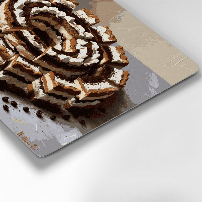 Desserts tiramisu, art mural en métal beige, H 11 po x l 14 po