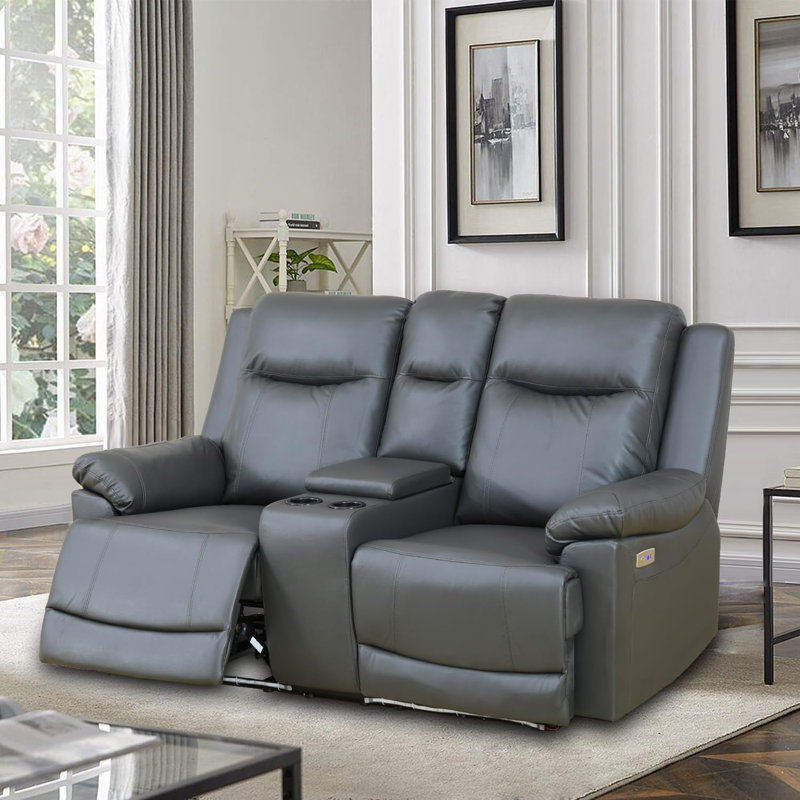 Canapé inclinable en cuir gris foncé