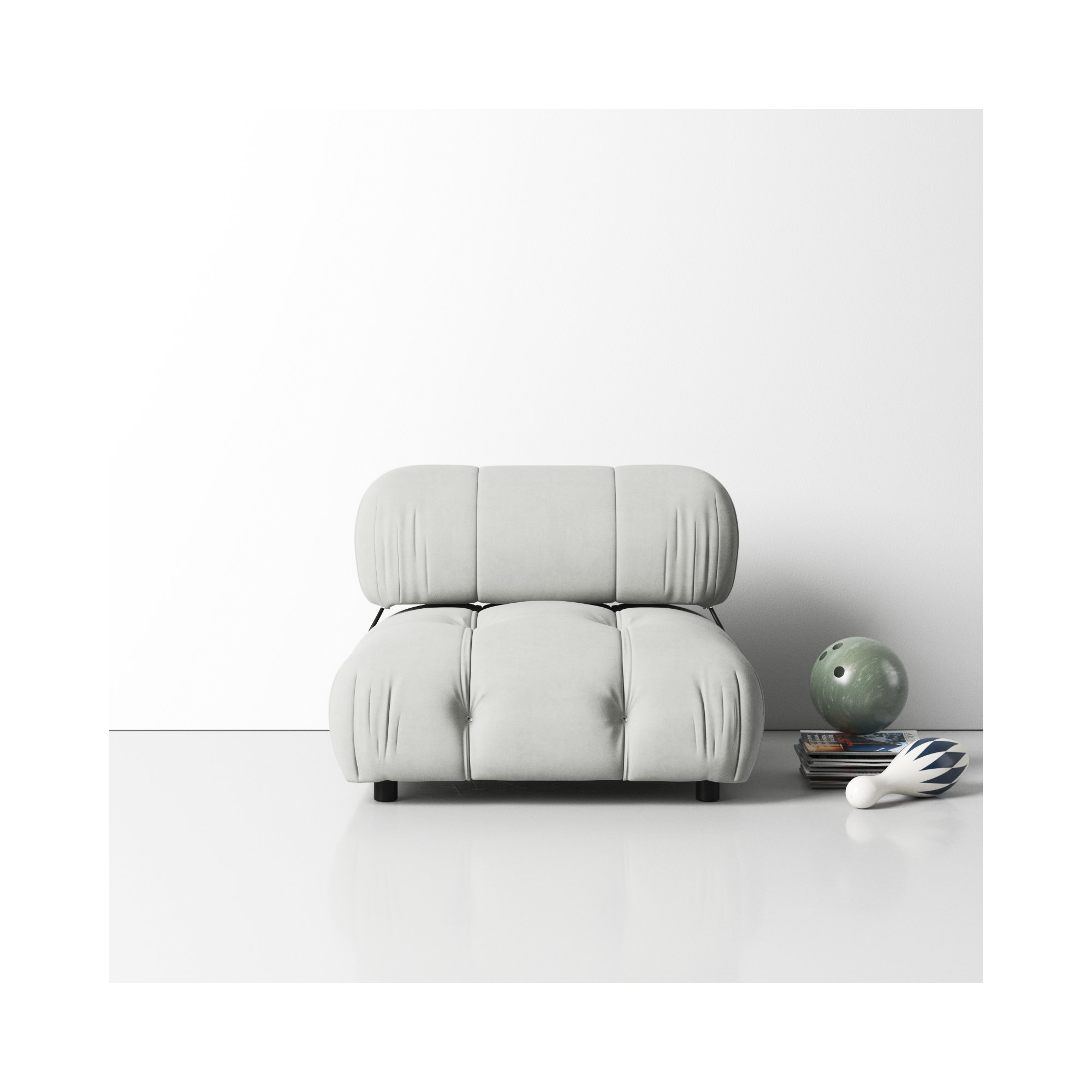 Mio Upholstered Slipper Chair, Light Gray Velvet