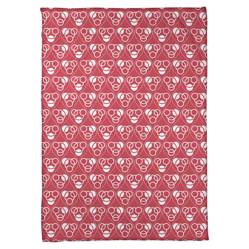 Couverture polaire à cercles classiques, l 60 po x L 80 po, Rouge / Blanc