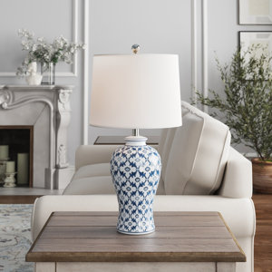 Maggie 25" White/Blue Table Lamp