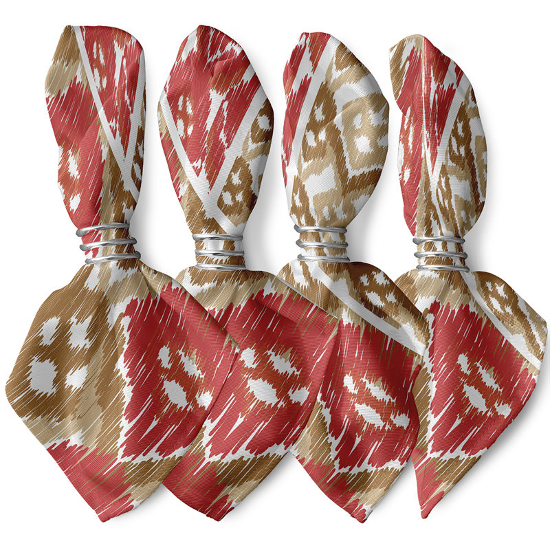 Ocala Polyester Ikat Square Napkin, Orange