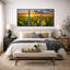 Champ de tournesols tournesols sur un fond de coucher de soleil - ensemble de 3 reproductions sur toiles tendues-124478539-56497758