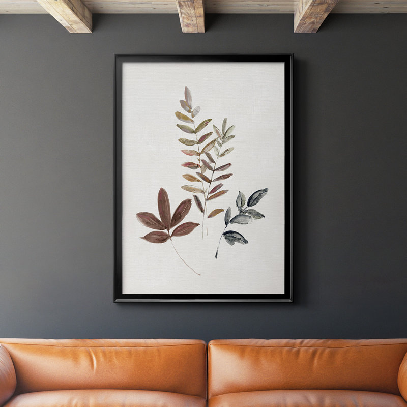 Feuilles d'automne II, toile encadrée de qualité supérieure - prête à être accrochée, H 42,5 po x l 30,5 po, Noir