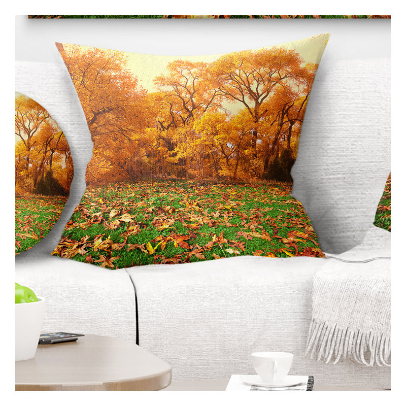 Paysage magnifique automne avec coussin en gazon, 16 po x 1 po, Coussin décoratif