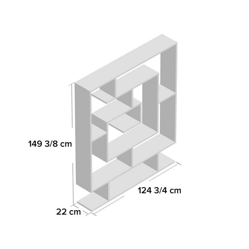 Innis 149.4cm H x 124.8cm W Geometric Bookcase, White