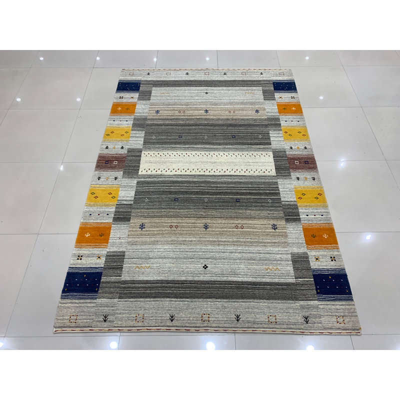 Tapis transitionnel moderne multicolore en laine noué à la main Classic Gabbeh Classic, Rectangle 9 pi x 12 pi
