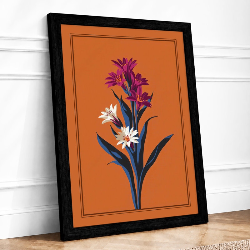 Flowering Stem In Magenta Botanical - Print, A1 - 84.1 x 59.4 cm, Black