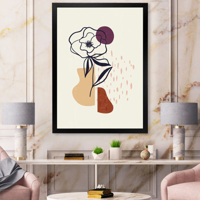 «Vintage Flower with Minimalist Shapes I», impression sur toile encadrée